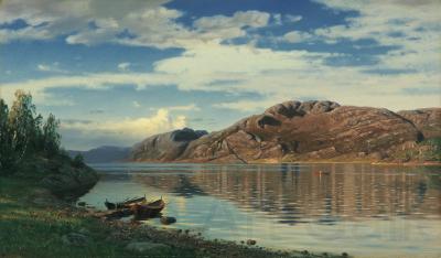 Amaldus Clarin Nielsen Fra Maurangerfjorden Norge oil painting art